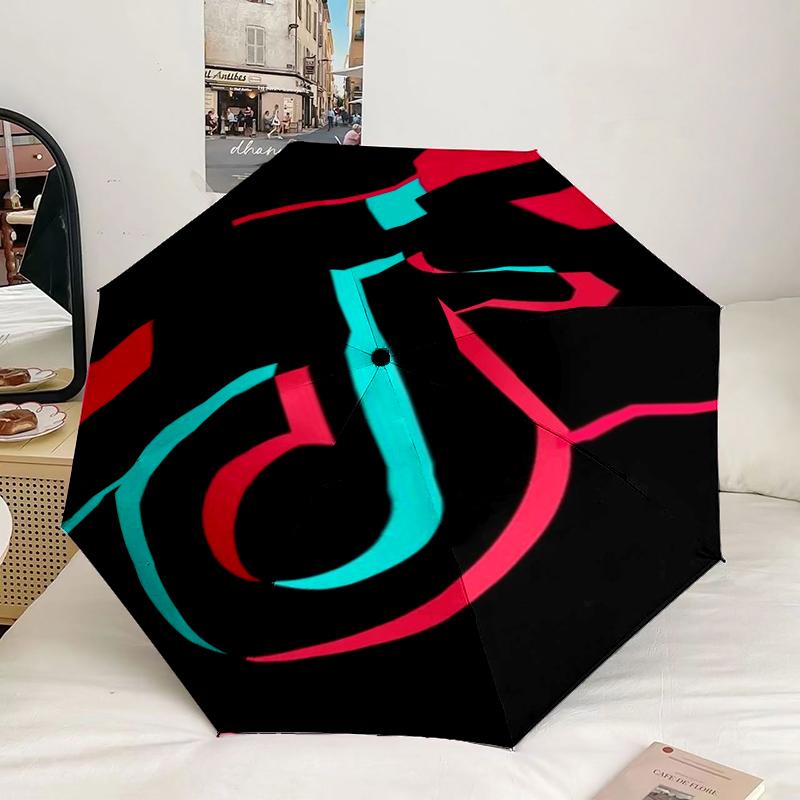 Neon Tik-tok Logo Art Umbrella 8-Frame for Travel, camping, Casual Lightweight Portable Umbrella, Essential for every family Holidays Gift