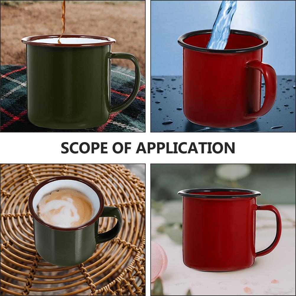 2Pcs Enamel Tea Mugs Retro Drinking Cups Heat Resistant Rustproof Mugs for Home Cafe Kitchen Storage Practical Tea Cups