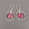 Pink Tourmaline Gemstone 925 Sterling Silver Jewelry Handcrafted Earrings 1.60" EE-60-17