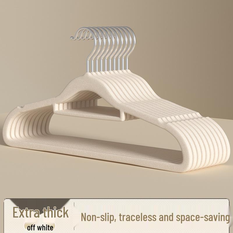 Translucent Flocked Anti-Slip Adult Clothes Hanger for Home Storage