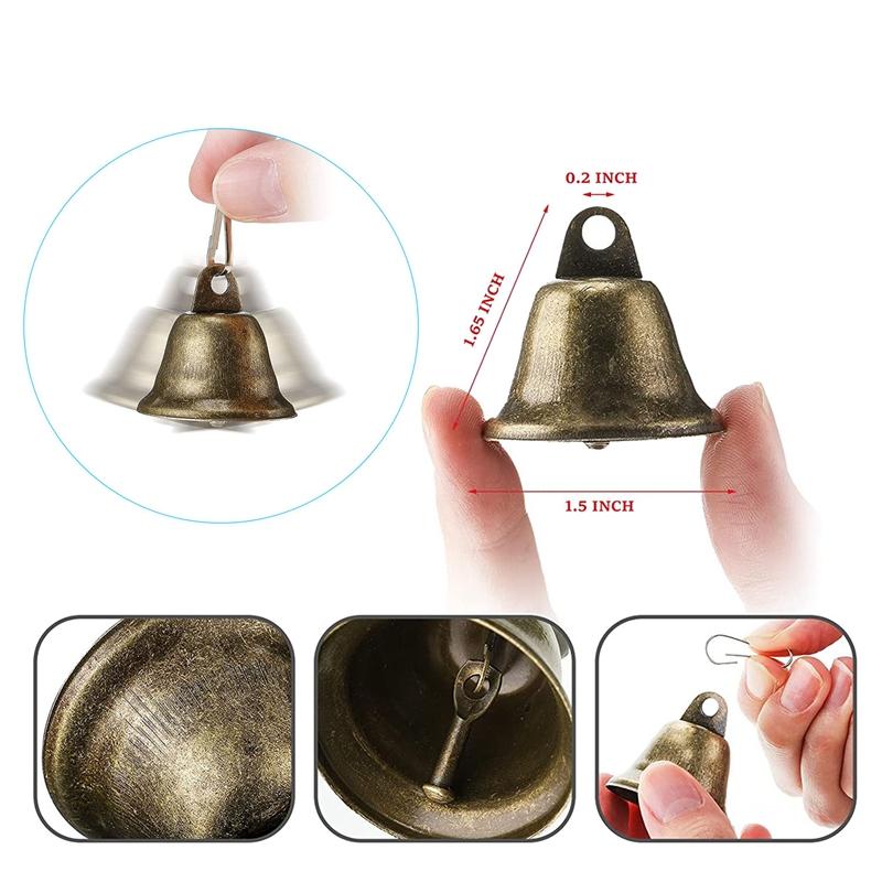 30 Pcs Bells Craft Small Bells Brass Bells Vintage Bells With Hooks For Hanging Wind Chimes Making Dog Training