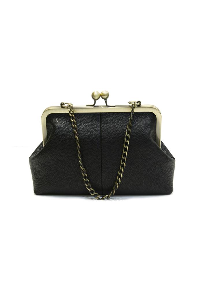 New Women's Bag Clip Mouth Shell Bag Autumn and Winter European Retro Hand-held Shoulder Bag PU Chain Bag