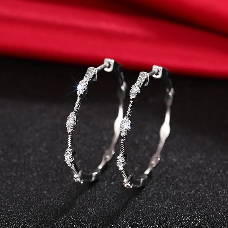 Ma Yan Women'S Geometric Zircon Circle Earrings Exaggerated Personality Fashion Trendy Cool Sweet Circular Jewelry