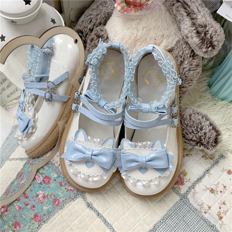 Original Cute Big Head Shoes Lolita Single Shoes Lace Bow Jk Uniform Shoes Lolita Soft Sister Small Leather Shoes Women