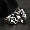 Adjustable Open Ring Men Women Vintage Star Hexagram Punk Hip Hop Fashion Plated