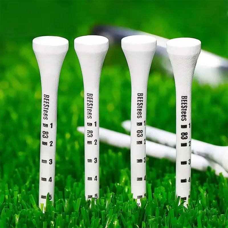 100Pcs Durable Golf Tee 83mm Golf Pills with Height Marking White Golf Solid Wood Tee Unslip Golf Holder Golf Accessories
