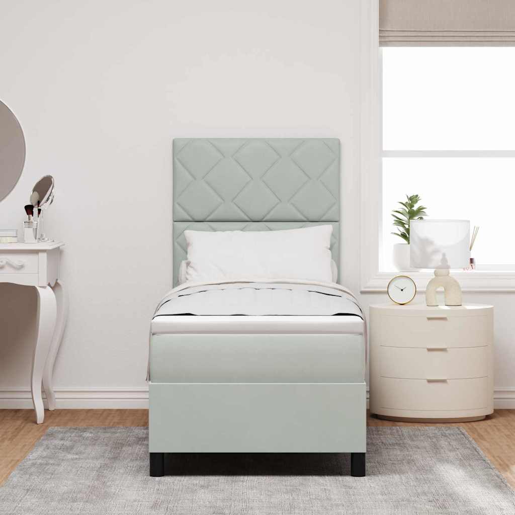 LED Box Spring Bed with Headboard Light Gray 80 X 200 Cm Velvet