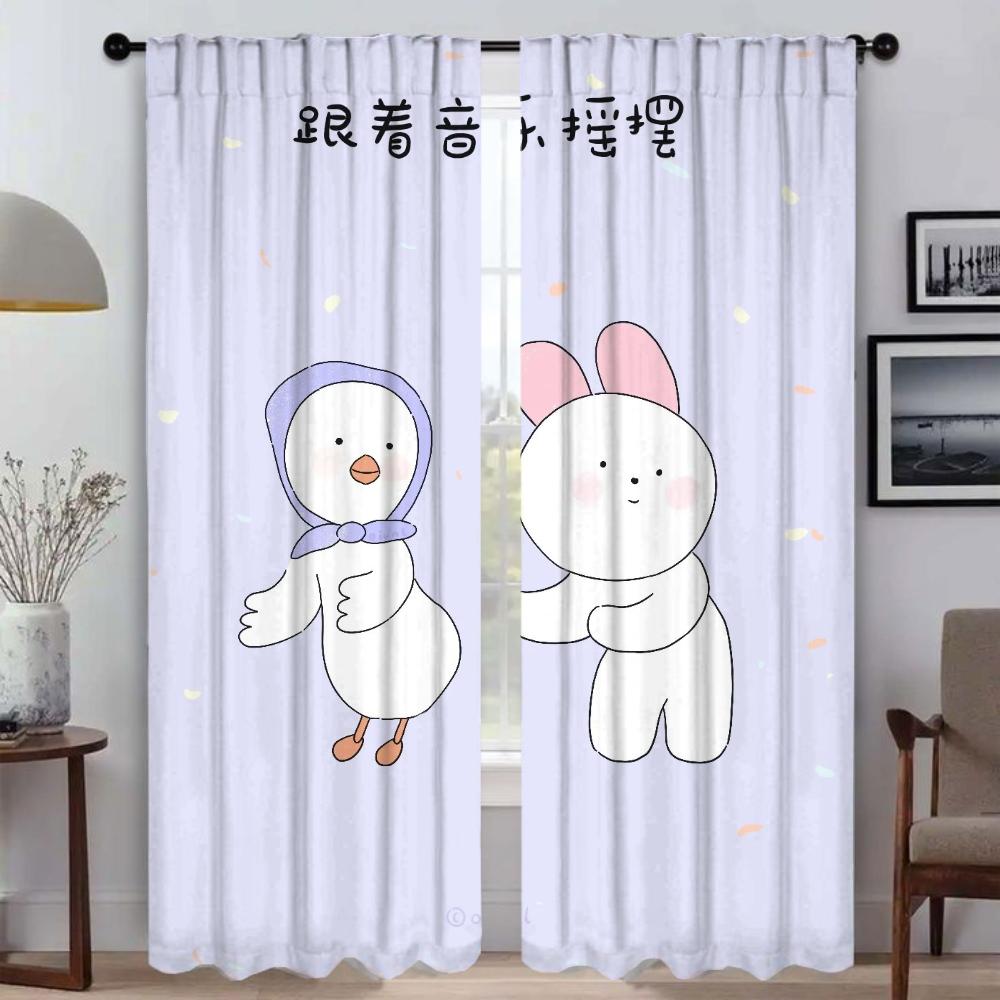 Anti-mosquito Curtains 2 Pieces Warm Happy Little Things Curtains Child Room Shades Tulle for Bedroom Partition Window Curtain