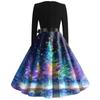 Women's Fashion Casual Round Neck Halloween Print Long Sleeve Dress