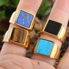 Vintage Men's Punk Turquoise Titanium Steel Ring Daily Party Jewelry Gifts