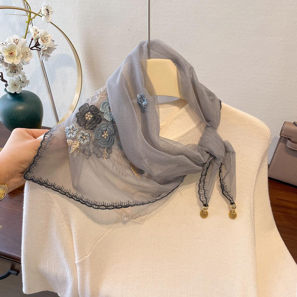 Nowy Damski Kwadratowy Szal z Koronki Wysokiej klasy Cienki Szal Szalik Magnetyczna Klamra Haftowany Szal dla Kobiet