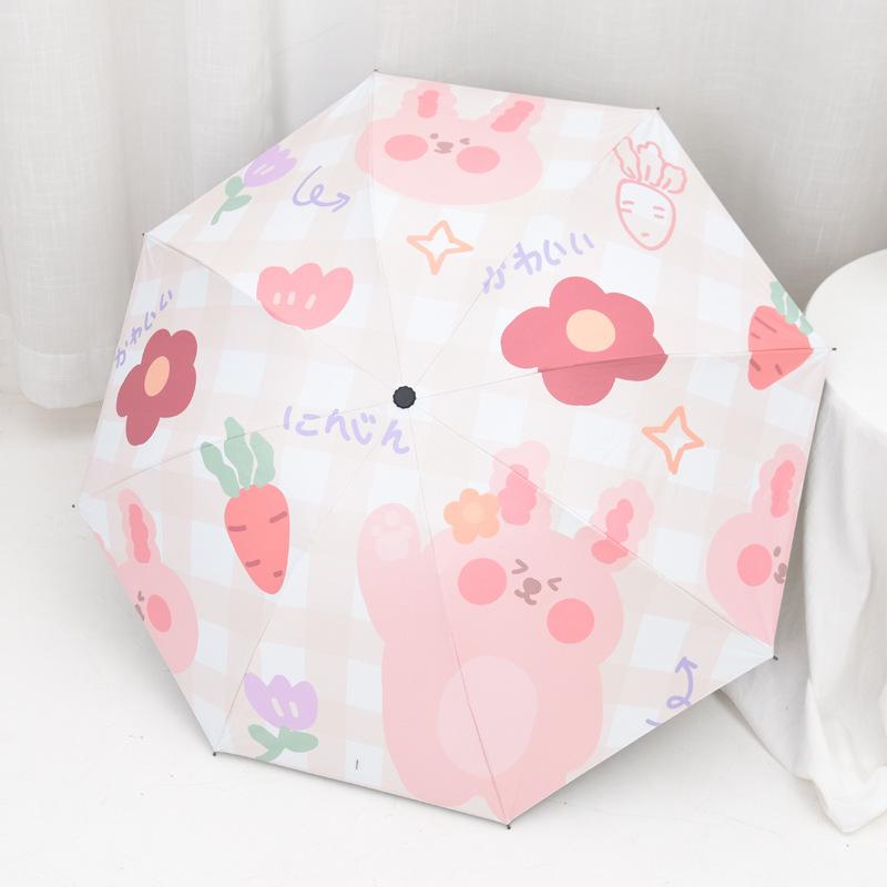 Cartoon Digital Automatic Tri-fold Sun and Rain Umbrella, Folding Umbrella, Black Coating UV Protection, Sunshade, Sunshade Umbrella Manufacturer