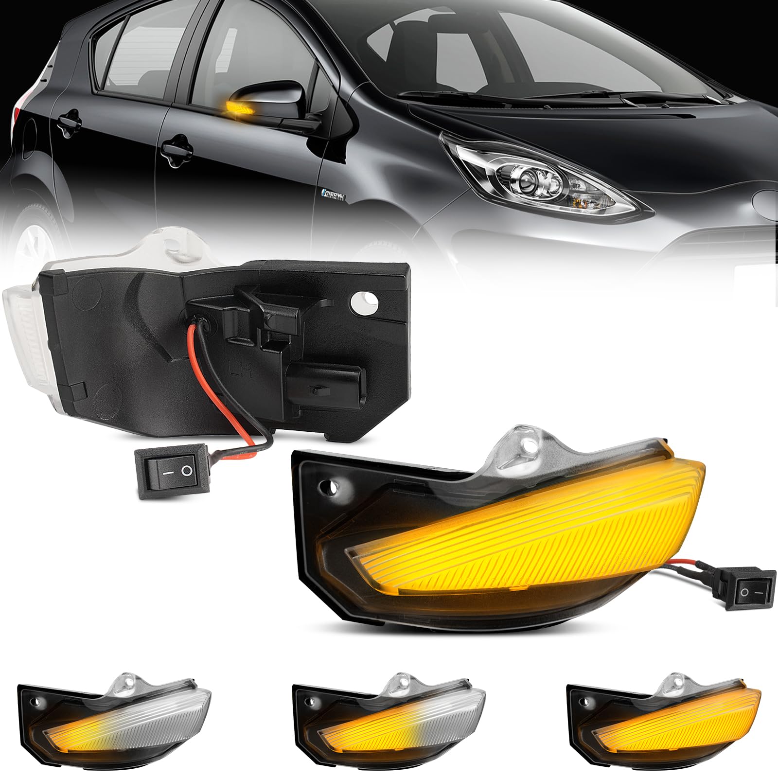 

GemPro LED Side Mirror Turn Signals Compatible with Toyota Yaris Corolla Sienta 170 Sienta 10 GR Corolla Corolla New Aqua 10 Yaris Spade 140 Vehicle