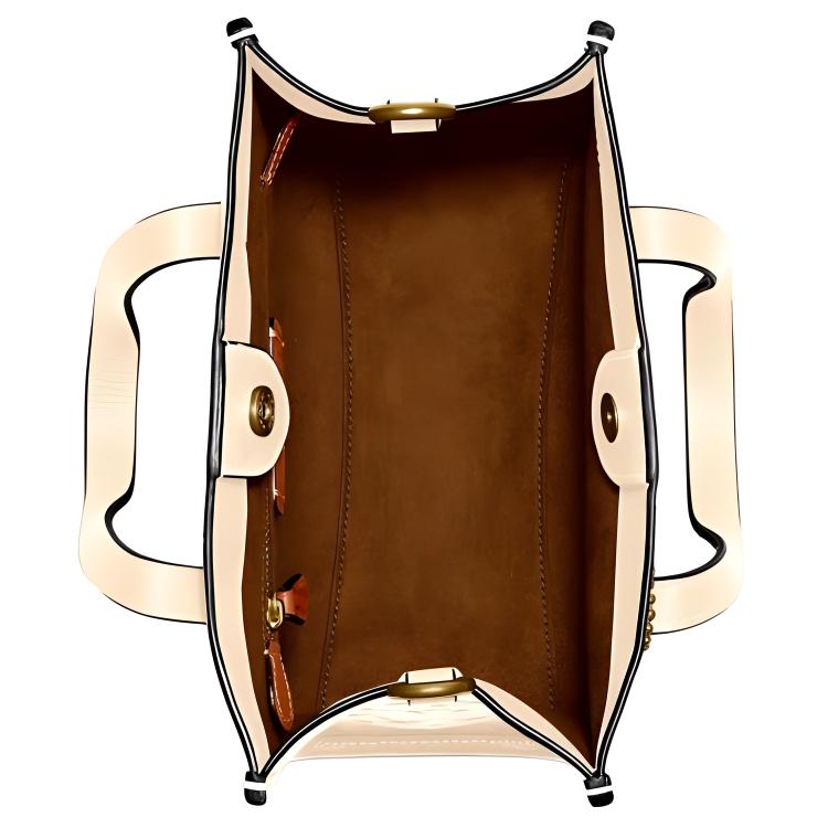 Coach Field Classic Monogram Embossed Vertical Leather Shoulder Crossbody Tote Bag Large Women Handbags Beige C4829-B4IY