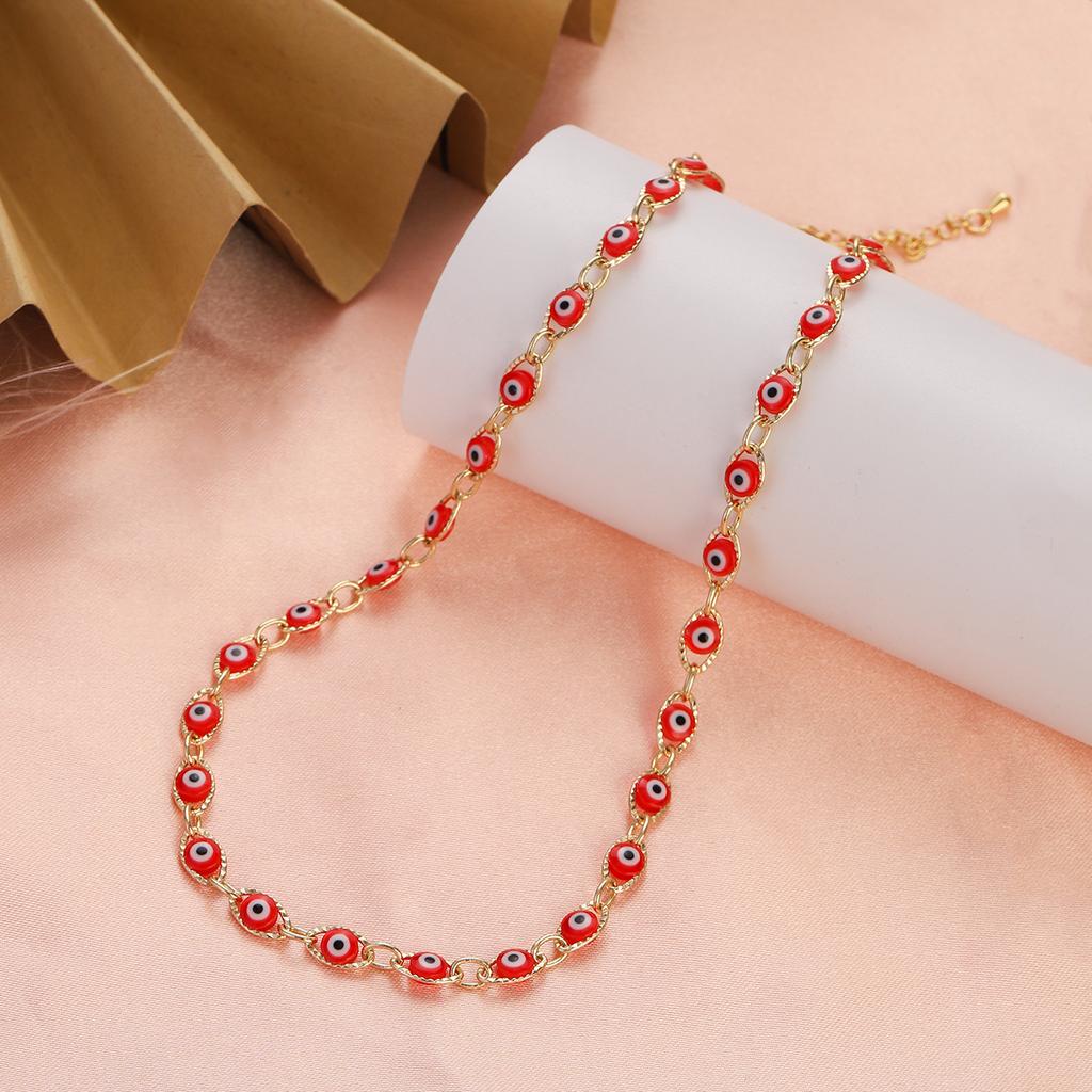 Collana Blu Occhio di Allah Turco da Donna Moda Colore Oro Acciaio Inossidabile Collane Smalto Perline Gioielli Regalo
