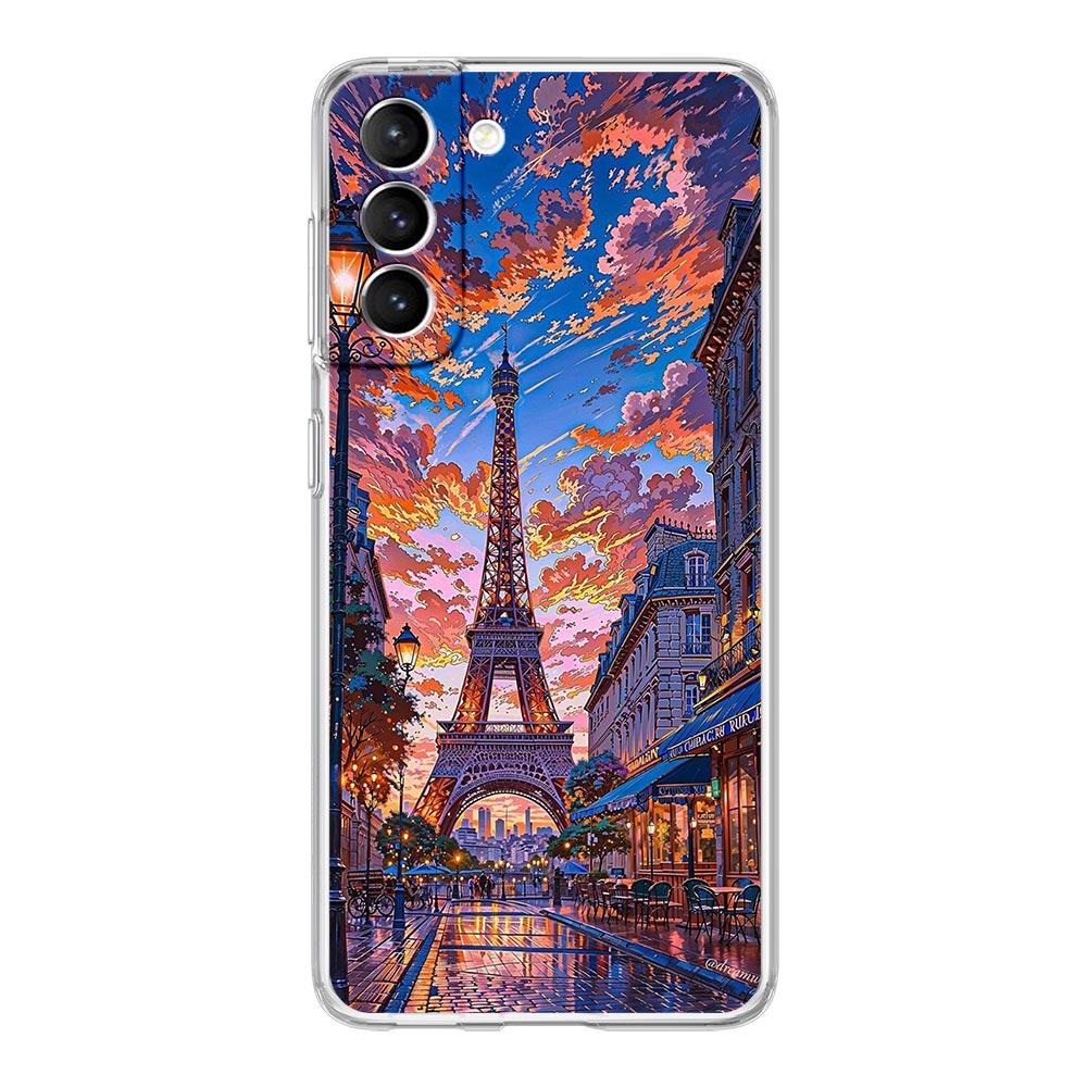 Phone Case For Samsung Galaxy S25 Edge S24 S23 FE S22 Ultra S20 S21 5G S10 Plus S10E Soft Clear Cover Red Umbrella Eiffel Tower