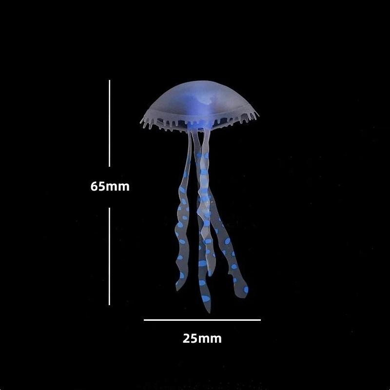1Pc Luminous Floating Jellyfish Aquarium Decoration Multicolor Glow in Dark Non-Toxic Ornament for Saltwater Fish Tank Decor