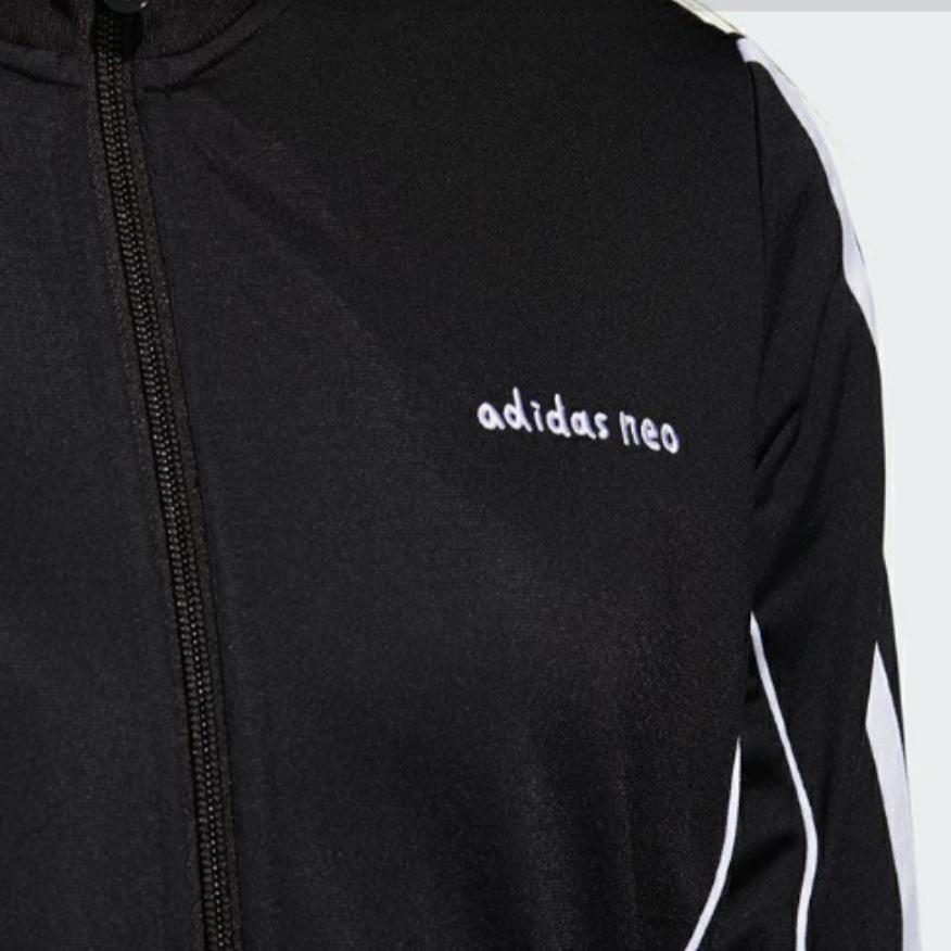 Adidas Neo Retro Sports Stand Collar Striped Sleeve Design Zip Jacket Women Jacket Black GP5805