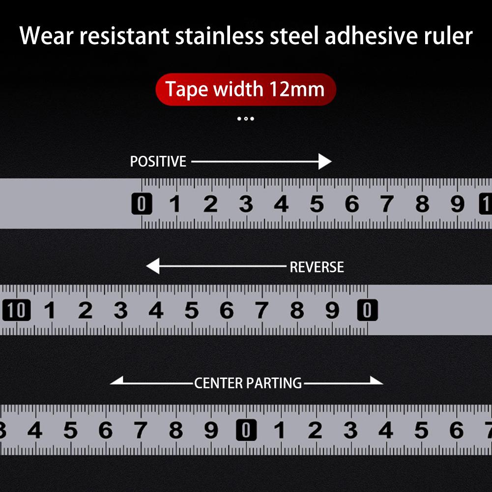 Self-Adhesive Stainless Steel Workbench Ruler Tape Desk Steel Flexible Scale Sticker Adhesive Tape Measure DIY Improvement Tool