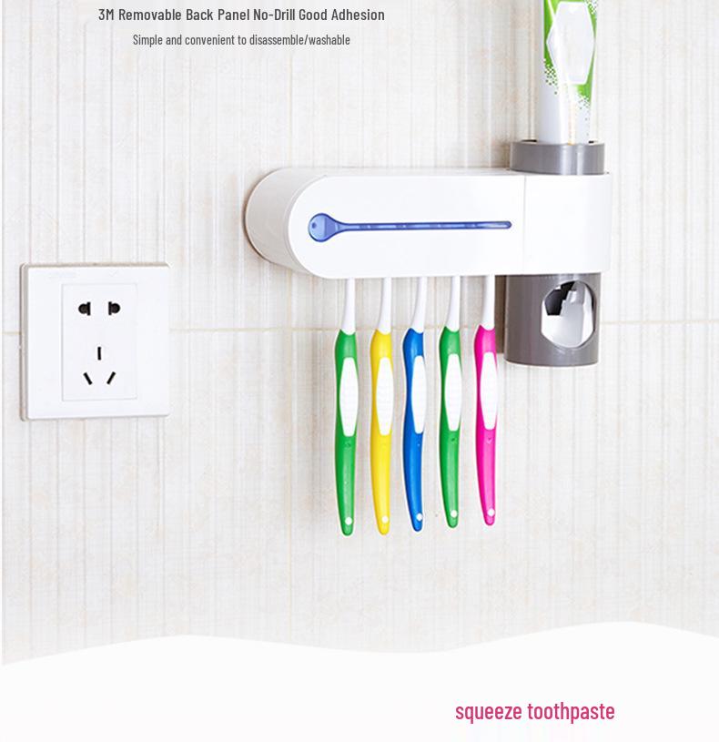 UV Toothbrush Sterilizer & Holder with Automatic Toothpaste Dispenser