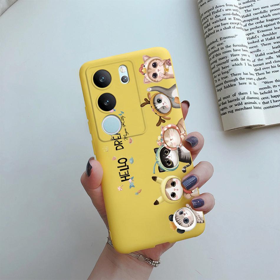 For Vivo V29 5G Global Version Phone Case Couple Cute Cartoon Flower Back Shell Etui For Vivo V29 V 29 V2250 Soft Silicone Cover