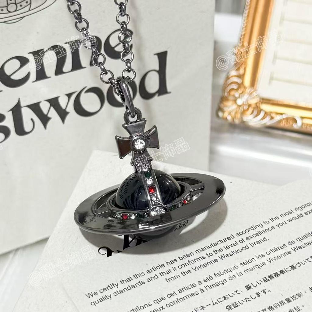 Vivienne Glacier Blue ORB Necklace - Women's European & American Style 3D Planet Saturn Pendant