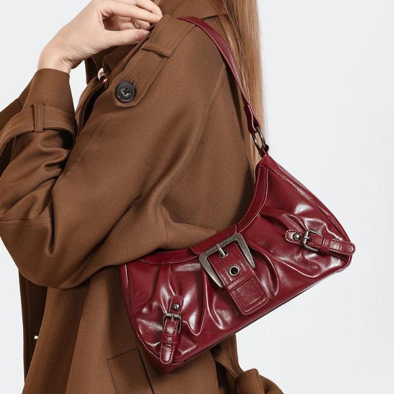 Borsa a Spalla Hobo Pieghettata Stile Retro Y2K per Donna in Offerta Speciale Stile Maillard Borsa Sottobraccio Pochette Borse a Mano per Viaggio Lavoro Shopping