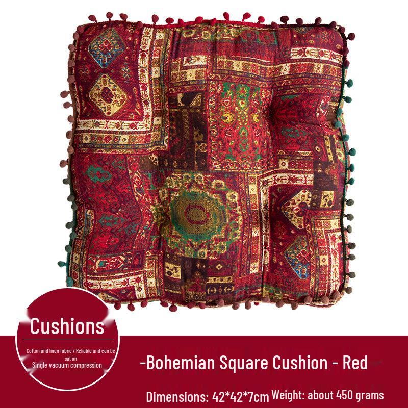 Bohemian Ethnic Style Square Floor Cushion for Balcony or Bedroom