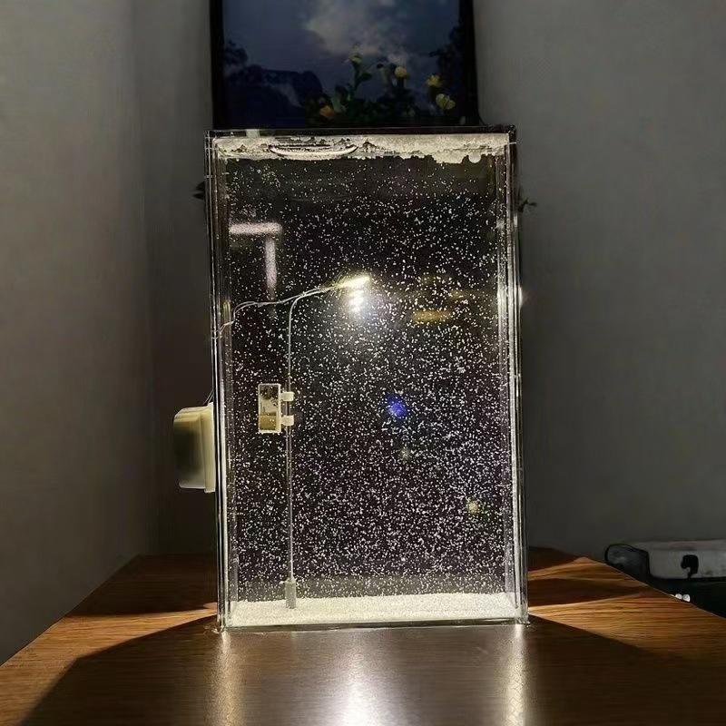 Snow Scene Street Light Snowy Night Flowing Small Night Light Snow Simulation Handmade Diy Material Package Desktop Decor