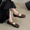 Fashion 2025 New Square Toe Comfortable Casual and Versatile Spring and Summer Flat Shoes Elegant and Fashionable Retro Women's Shoes