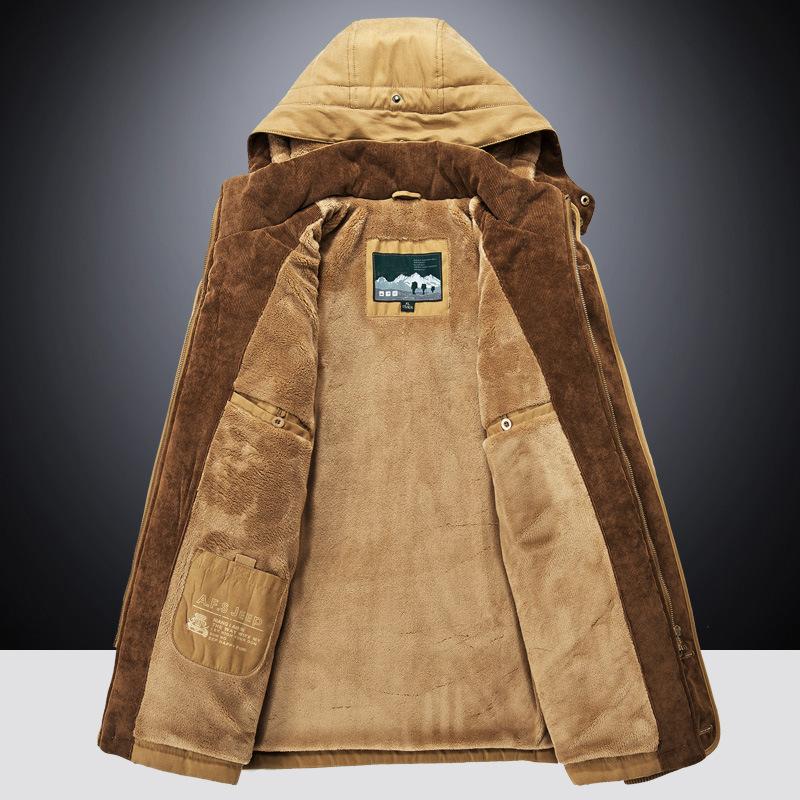 Padded Coat Large Size Winter Men's Padded Coat Piled Thickened Medium and Long Padded Jacket Removable Hat