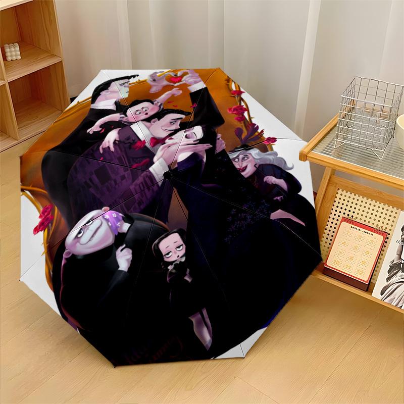 The Addams Family Windproof Auto 8 Rib Folding Umbrella Portable Outdoor Parasol