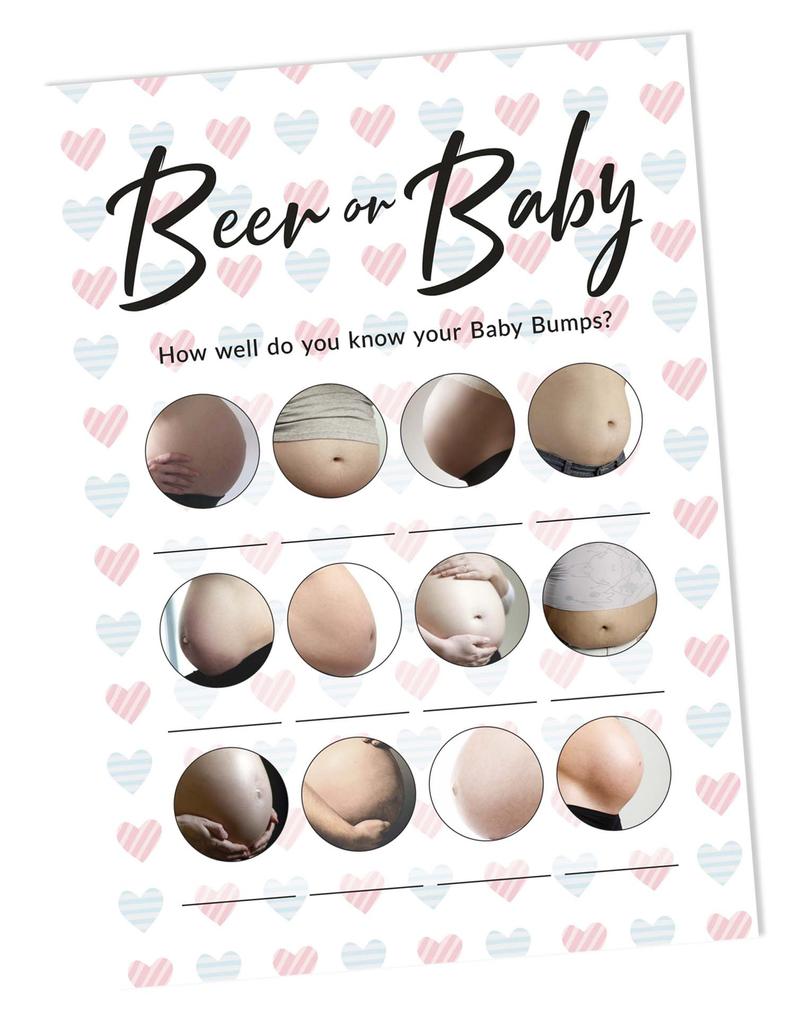 Inkdotpot Beer Or Baby Game Baby Shower Game Cards Party Supplies Activity Cards Baby Shower Gender Neutral Games Its A Boy Or