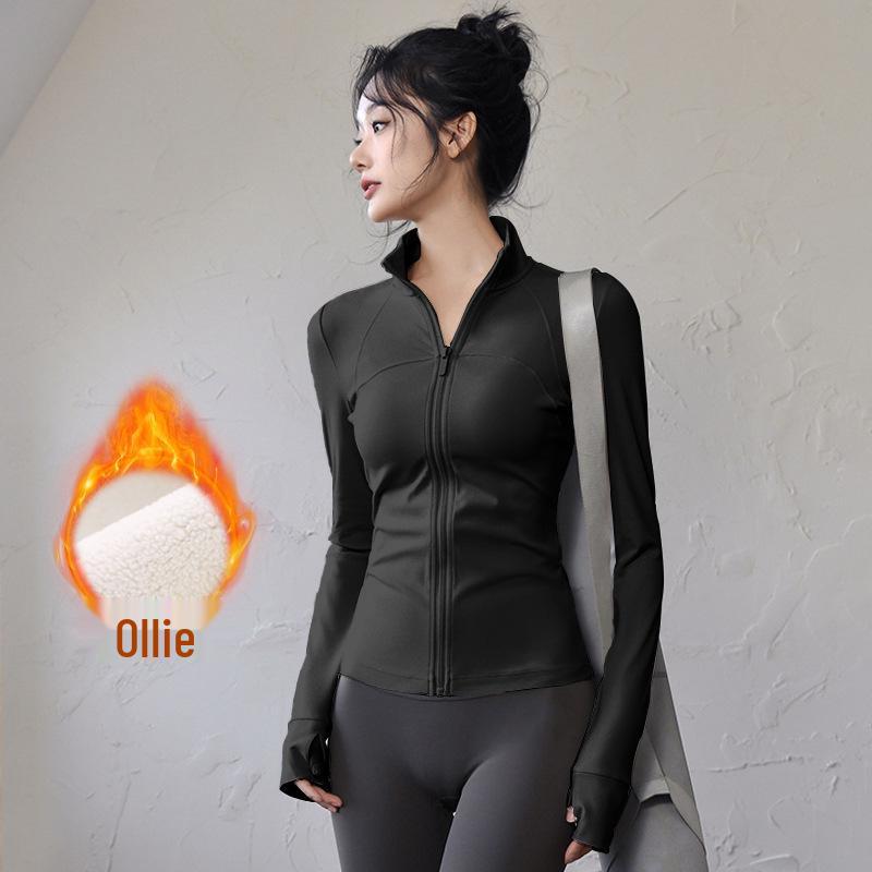 Women’s Slim Fit Cropped Jacket - Versatile Stand Collar, Long Sleeves, Perfect for Running, Yoga, and Outdoor Fitness Activities
