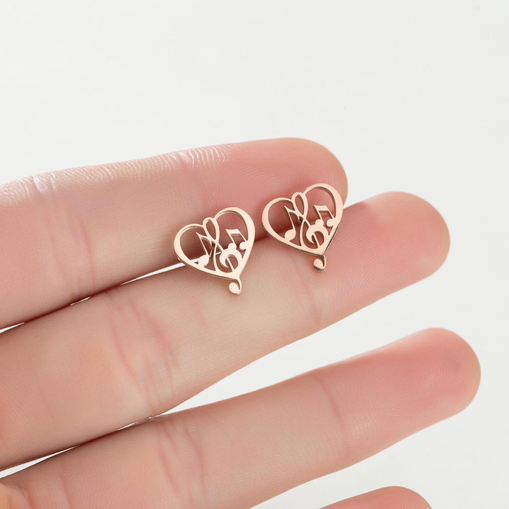 Unisex Stainless Steel Punk Musical Note Earrings with Whirlwind Design