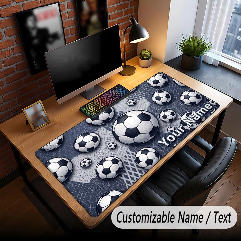 Soccer Theme Custom Mouse Pad Personalized With Name Text Customized Desk Mat For Office Home Decor