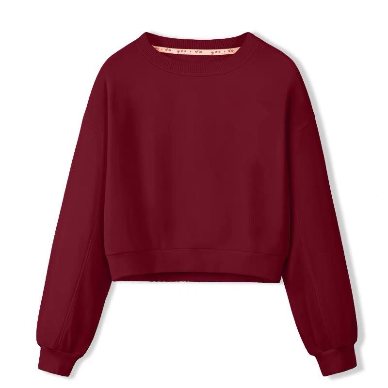 Fleece Lined Cropped Long Sleeve Hoodie Jacket Women Spring Autumn Winter Korean Layer Top