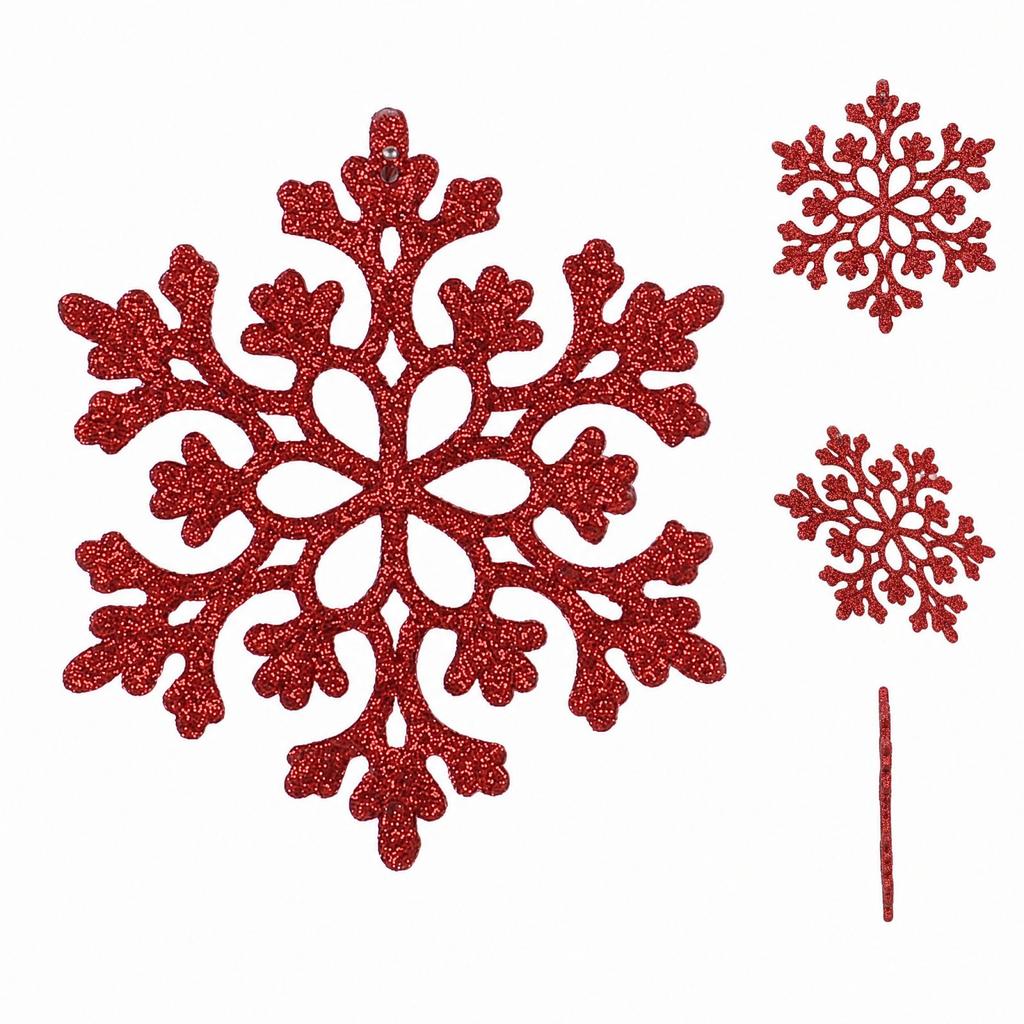 Christmas Decoration Snowflake Ornaments, Plastic Glitter- Snowflake, Hollow Snowflake Hanging Pendants for Christmas Tree