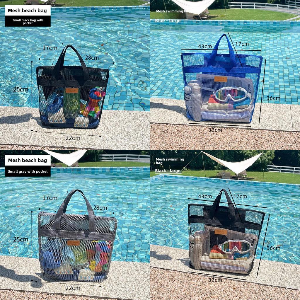 Bolsa de Praia de Malha para Viagem Grande Capacidade Para Homens Mulheres Com Rede Interna Dobrável Sacola de Natação