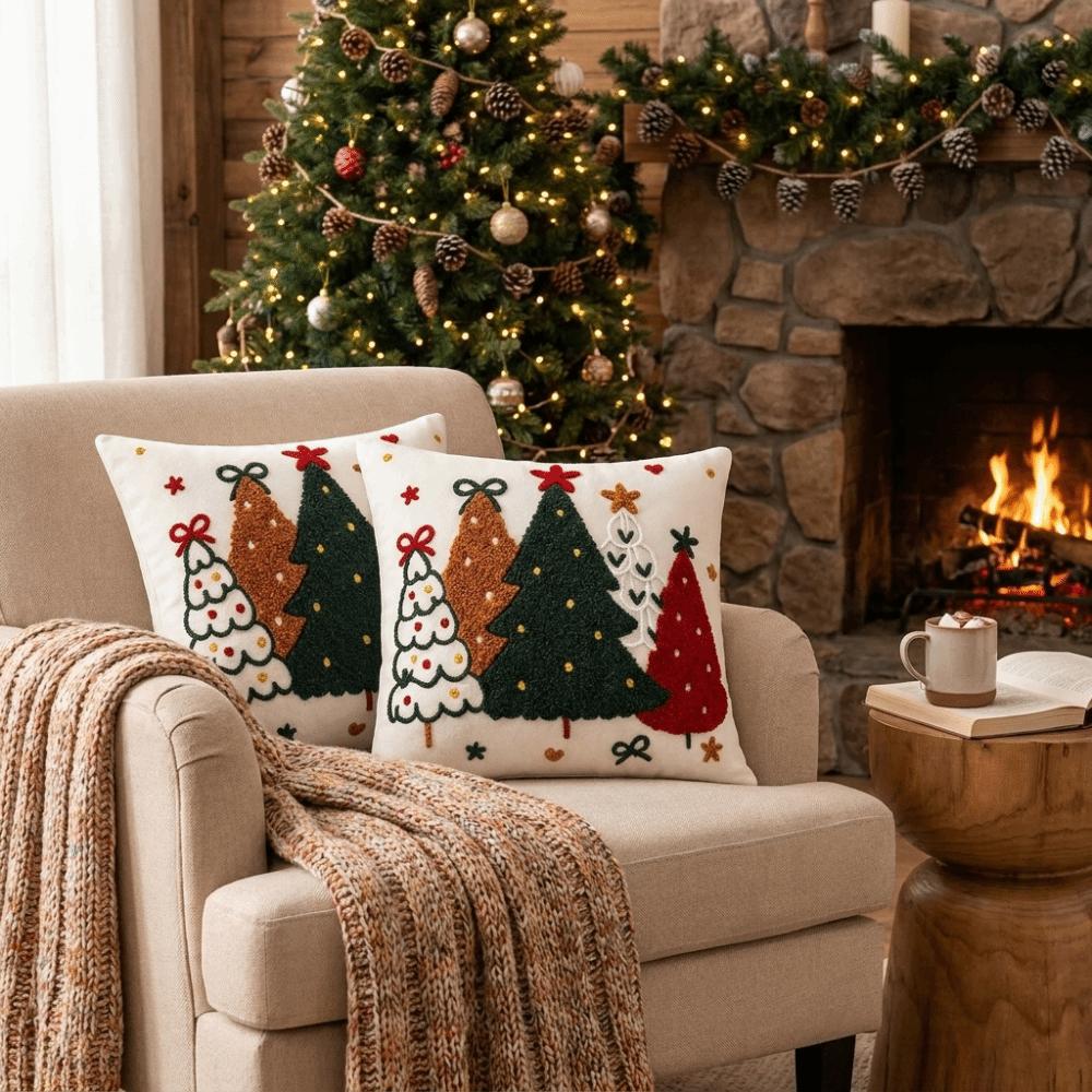 Colorful Christmas Pillowcase Soft Xmas Tree Pillowslip Holiday Pillow Cushion Cover  Winter