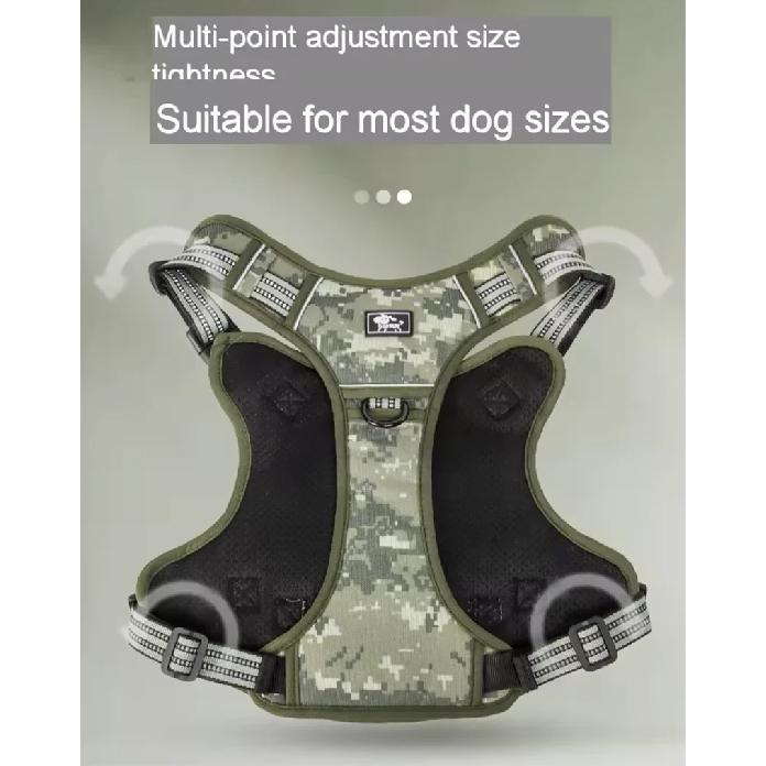 Reflective Dog Harness Tactical Training No Pull Medium Large Dog Vest Adjustable Safety Lead Military Running Pet Harnesses