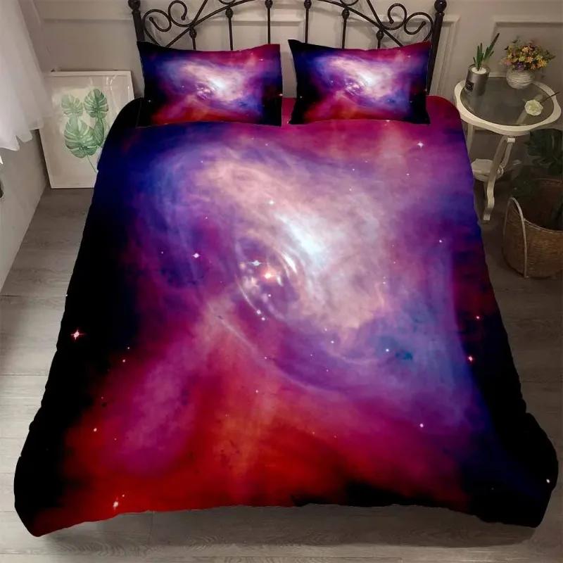 Druck Starlight Galaxy Mikrofaser Bettbezug mit Kissenbezügen Sternenhimmel Bettdeckenbezug Bettwäscheset Dropship Duver Cove Sets