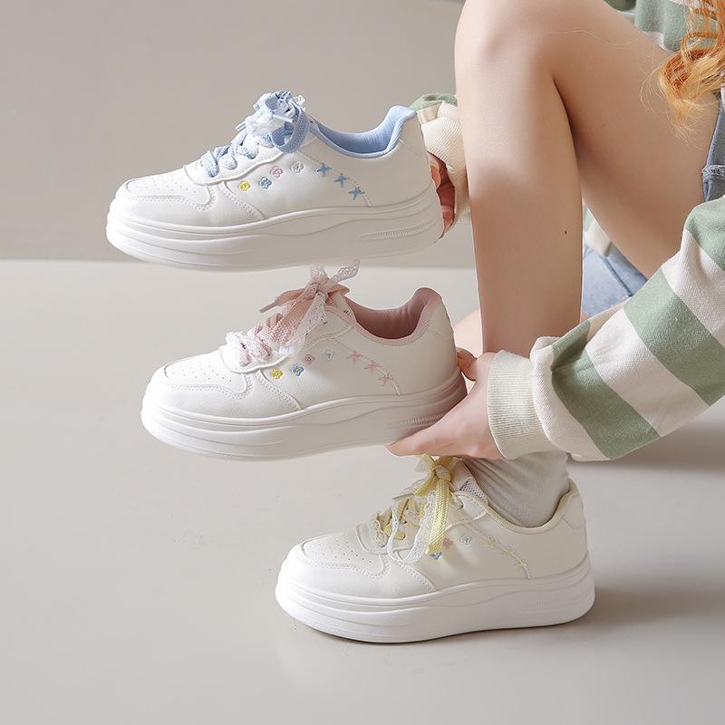 2025 autumn new macaron little white shoes women's leather surface student board shoes casual shoes increase ins tide N8002