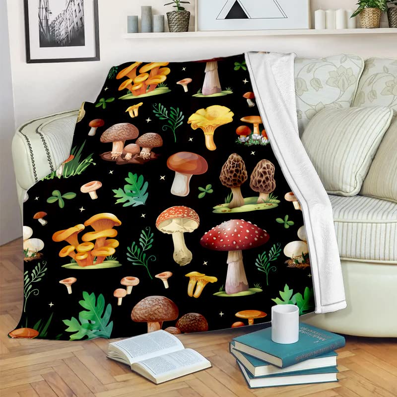 Mushroom Hippie Teppe Moth Gothic Witchy Flanell Teppe for All Season Sun Moon Fuzzy Soft Sofa Kontor Teppe