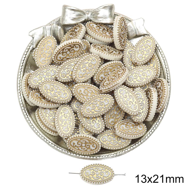 

Акриловые бусины Барокко Ретро Золотые в форме цветка Плоские круглые бусины для изготовления ювелирных изделий DIY браслеты ожерелье 13x21mm 40pcs