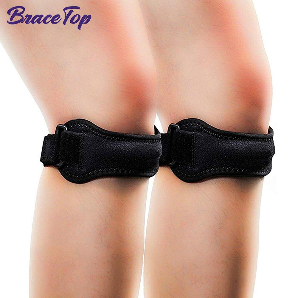 1 Pair Patella Kneecap Band Adjustable Silica Gel Knee Tendon Straps Protector Knee Pads Running Sports Cycling Gym Knee Support