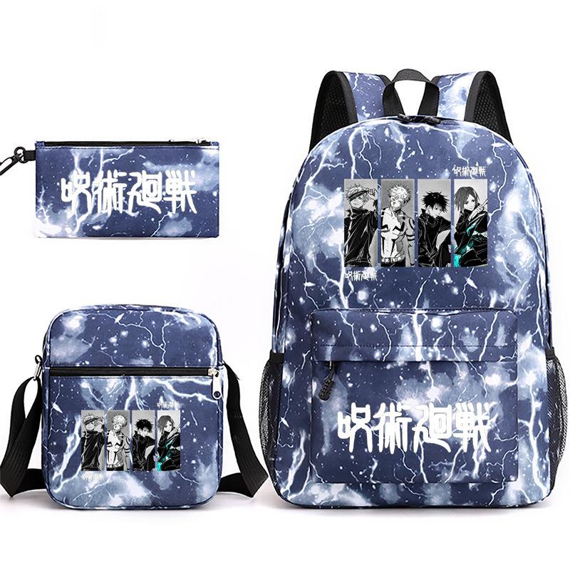 Large Capacity Schoolbag with Shoulder Strap; Student Three-piece Pencil Case Set