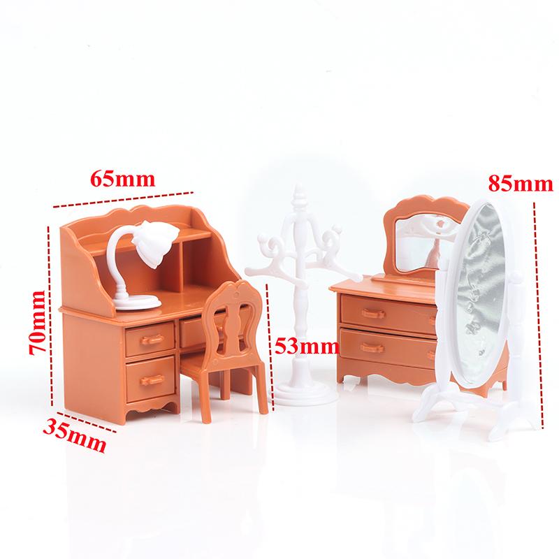 style Different 1/12 Dollhouse Mini Bedroom Bed Dressing Table Mirror Closet Bunk Bed Dollhouse Home Furniture Decor Accessories