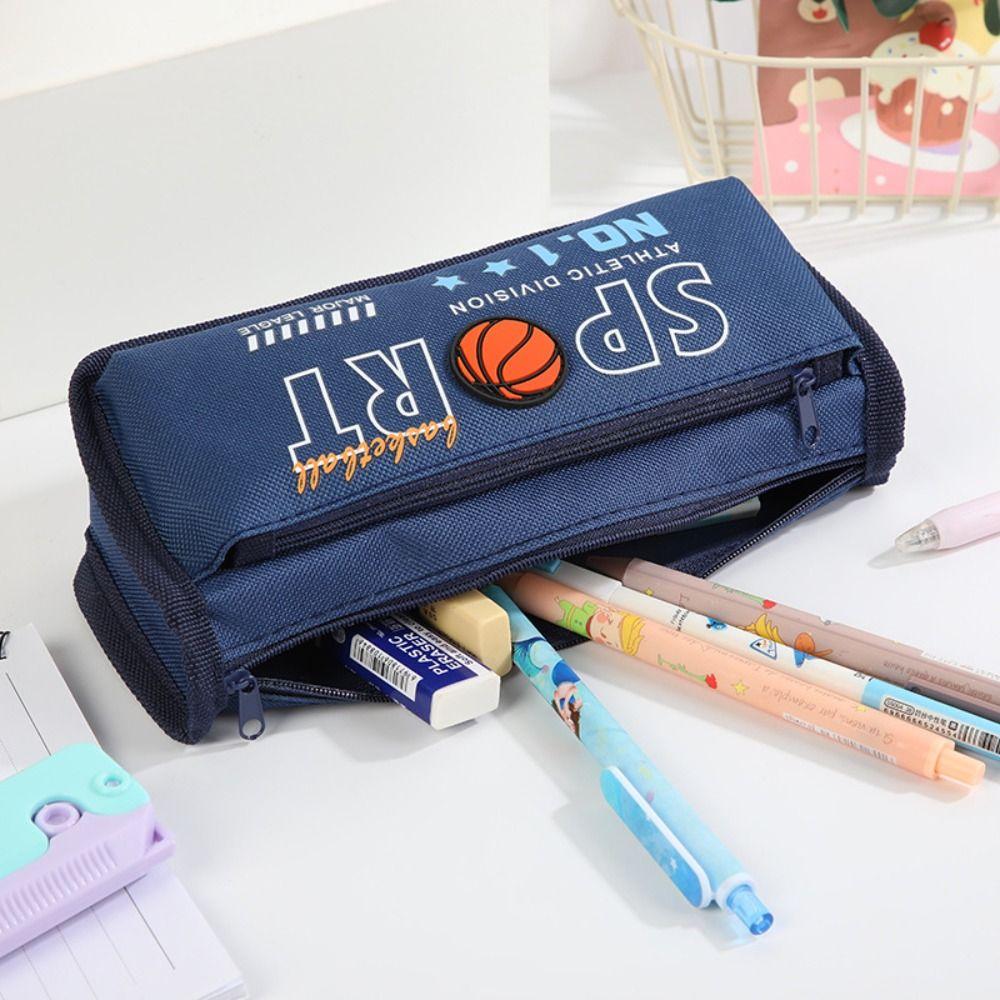 Basketball Baseball Stationery Storage Bag Double-layer School Supplies Pencil Case Students