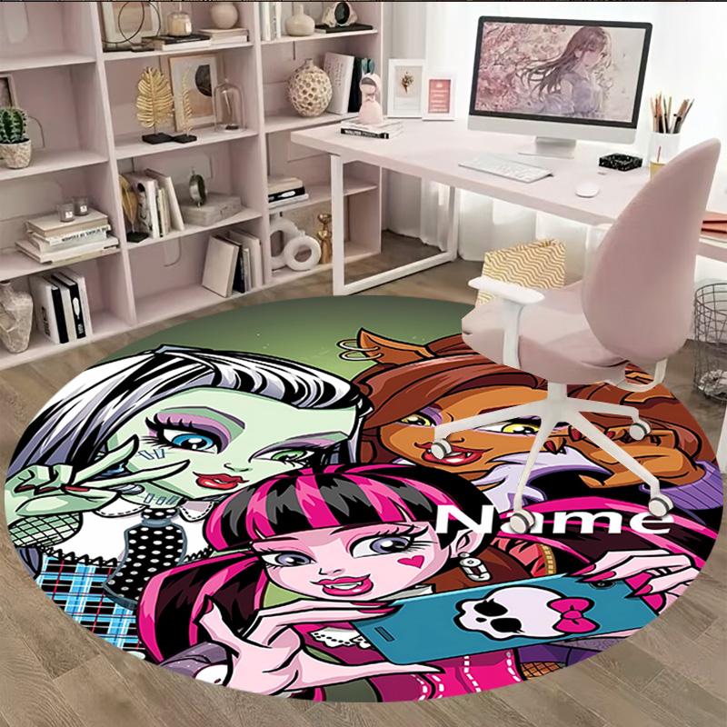 Customizable Monster High Draculaura2 Round Non-Slip Carpet - Ideal for Garden, Picnic, Office, Perfect for Decoration, Suitable For All Seasons